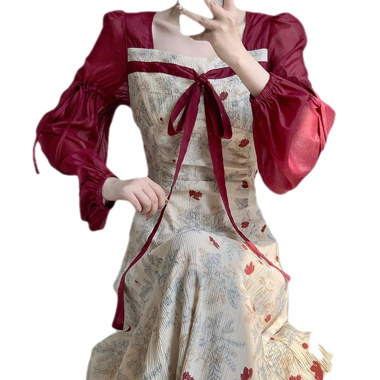 2023 Spring and Autumn Red One Piece Women's Dress Costumes Retro Chinese Traditional Style Hanfu Dress For Adult Female