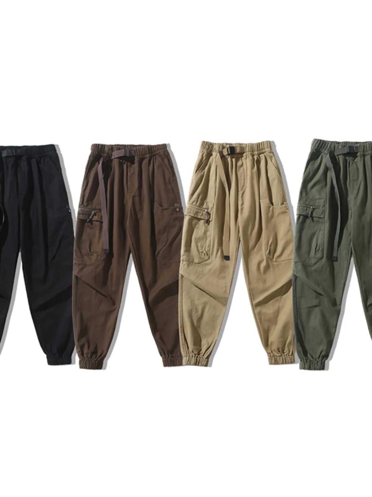 

Heavyweight Pure Cotton Workwear Pants Men's Spring Season Multi-Pocket Casual Trousers Washed Denim Loose Fit Fashion Urban ...
