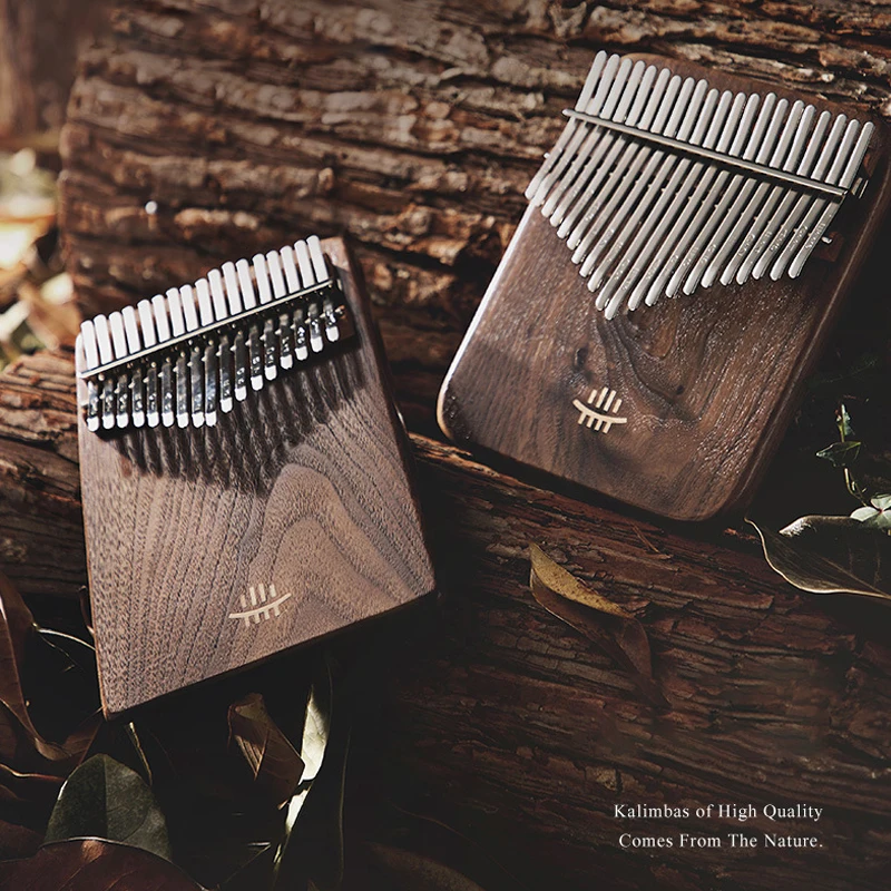 Hluru 17/21 Keys Kalimba Professional Thumb Piano Full Solid Wood Black Walnut Kalimba Finger Piano Portable Musical Instrument