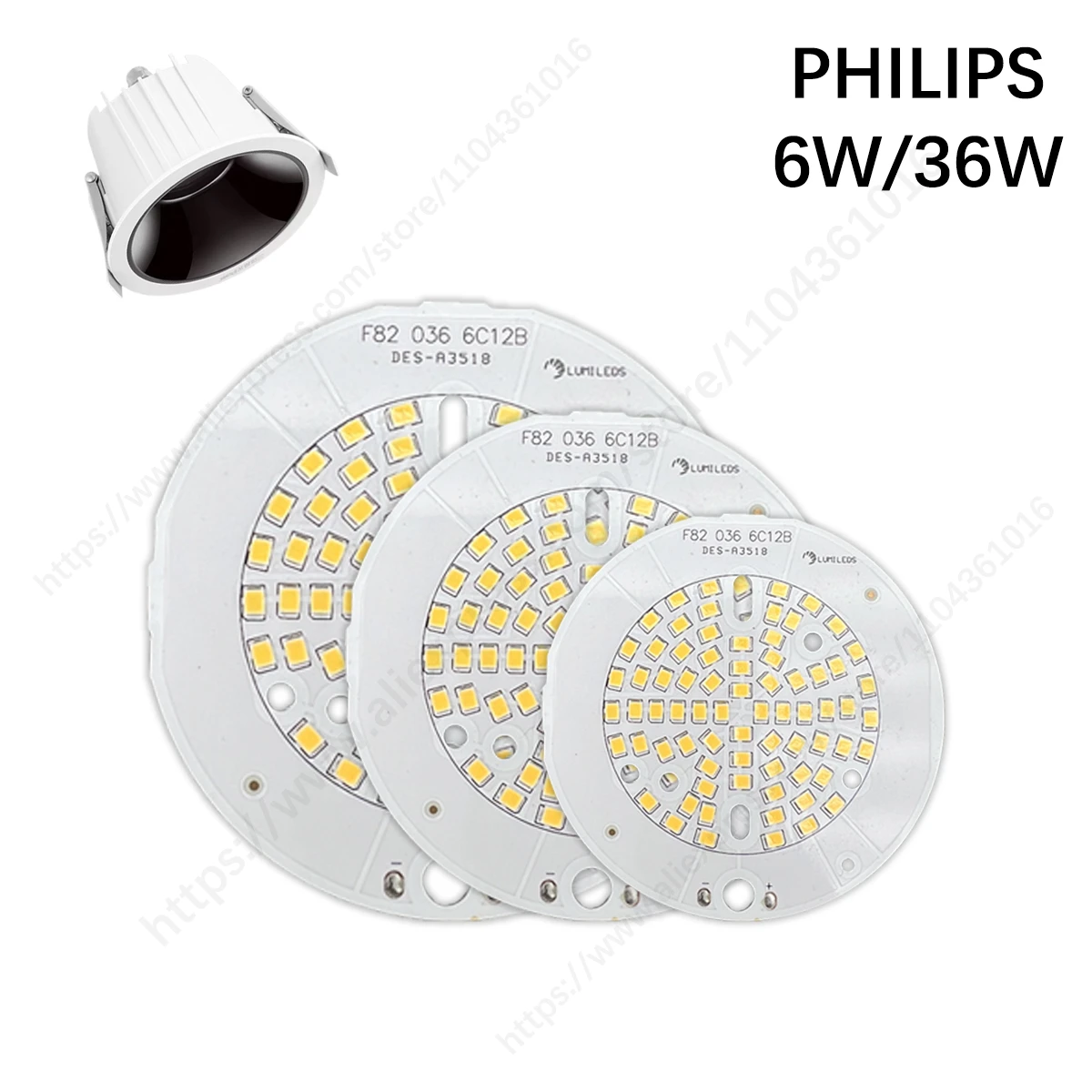 LED 6W 36W Philips SMD 2835 LED PCB Light Source Round DIY Light Bulb Modified Light Panel Accessories 4090K