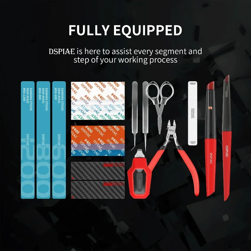 DSPIAE TC-S01 Model Tool Set Assembly Handheld Scissors Basic Version Single Blade Pliers Polishing Set Tweezers Penetrating Pen