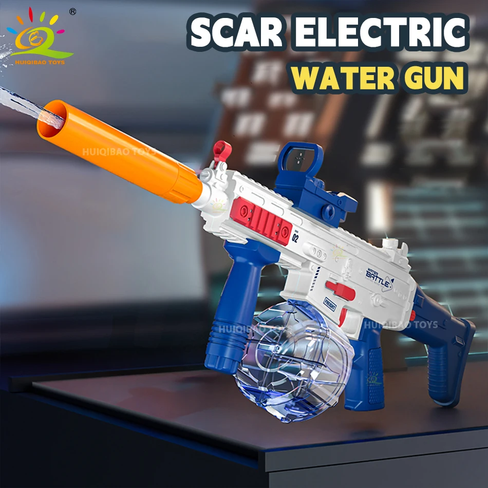 

HUIQIBAO Electric SCAR Aduto Water Gun Firing Shooting Game Summer Outdoor Beach Water Fight Fantasy Toys for Children Boy Gift