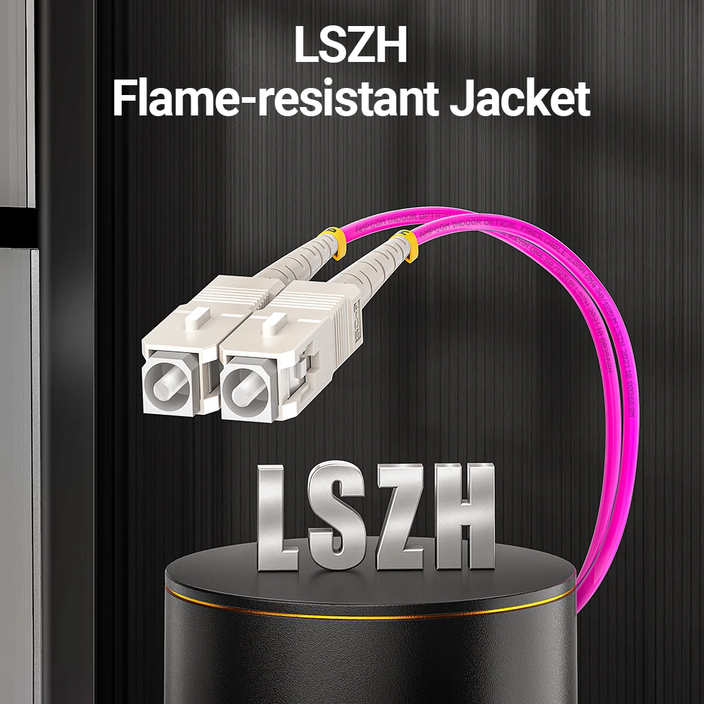 AMPCOM SC to SC UPC OM4 Волоконно-оптический патч-кабель 40G Многорежимный дуплекс, 50/125 мкм, наружный диаметр 2,0 мм, LSZH OFNR, 1-100 метров