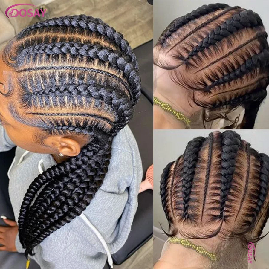 Synthetic Cornrow Braided Wig For Women Long 36Inch Full Lace Twist Box Braid Wig With Baby Hair Jumbo Knotless Box Braids Wig