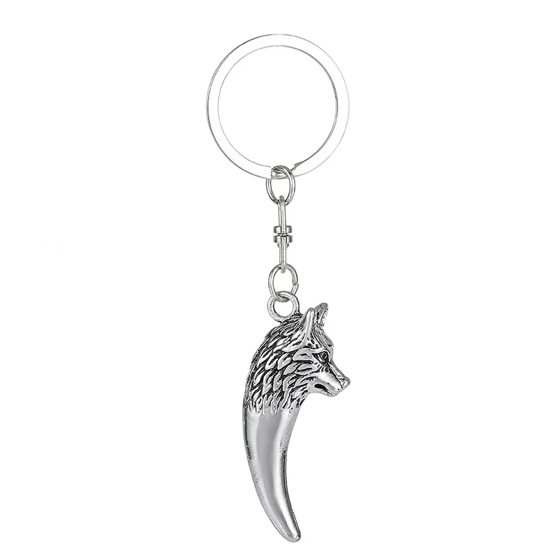 Hip Hop Retro Wolf Tooth Keychain Domineering Stainless Steel Key Ring Stylish Bag Charm Cool Fashion Accessory for Men