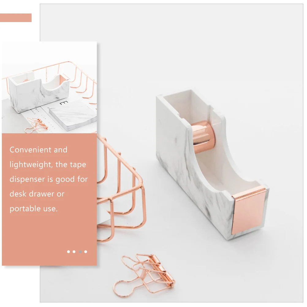 

Marble Pattern Tape Cutter Abs Plastic Smooth Edge Portable Tape Dispenser For Office School Home Use Desktop Sticky