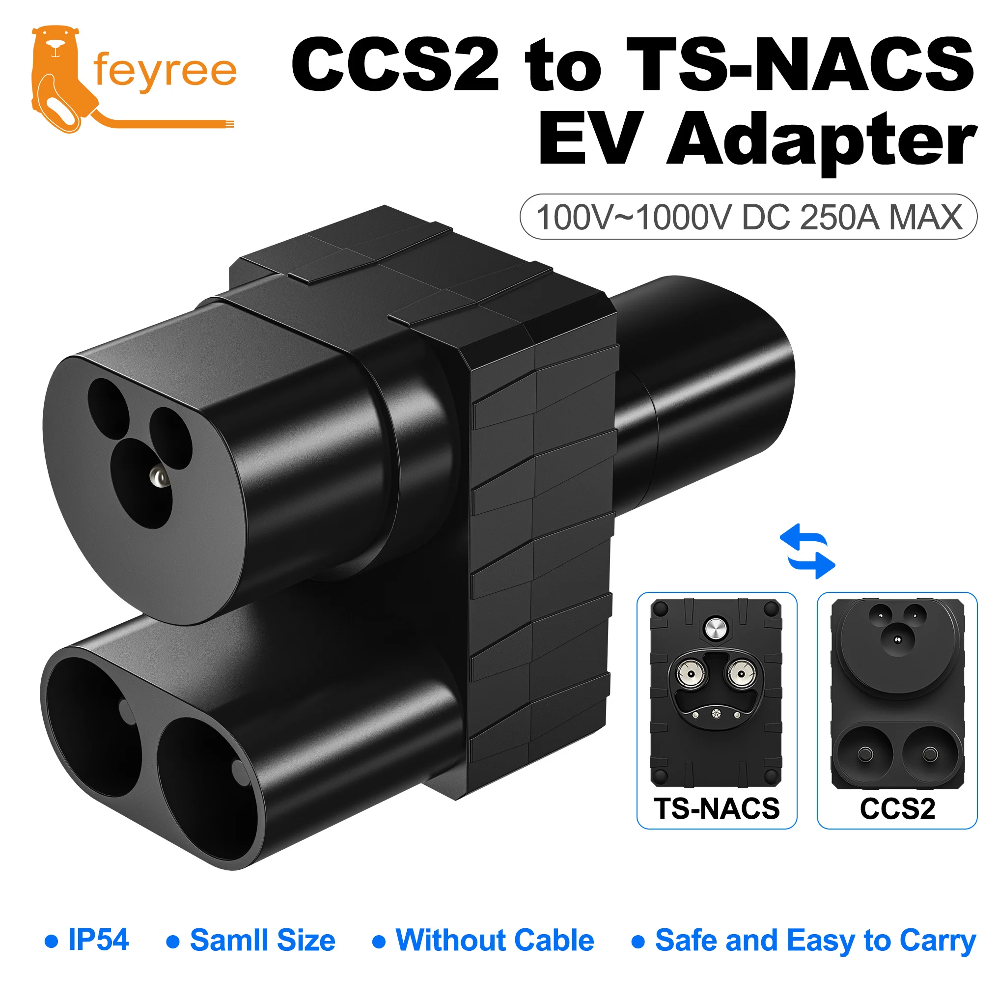 

Feyree CCS2 To TS-NACS EV Charger Adapter CCS2 To TPC Convertor 250A Electric Vehicle Charging Adapter Fit For Tesla ElectricCar