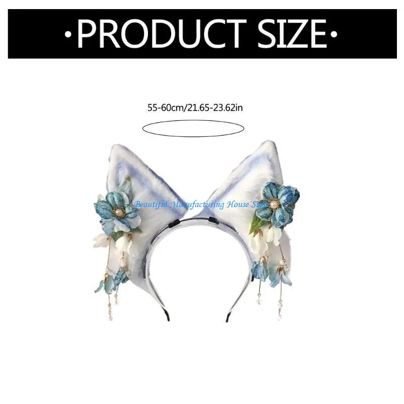 E56A Fashion Ears Headband Soft Plush Hair Accessory Cosplay for Daily and Party Use