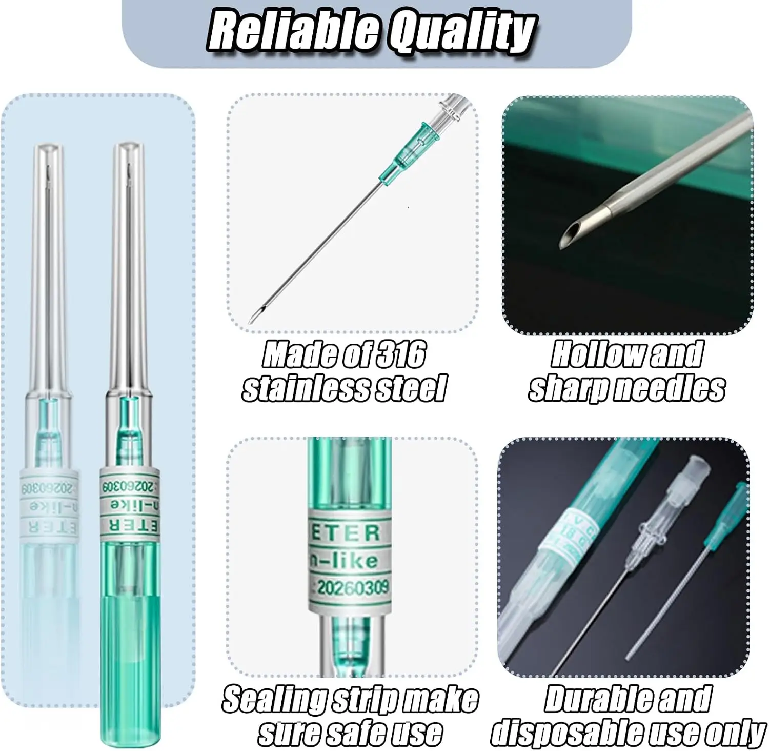 18G Catheter Piercing Needle 316L Stainless Steel Cateter Para Piercing Hollow Needle for Ear Nose Septum Piercing