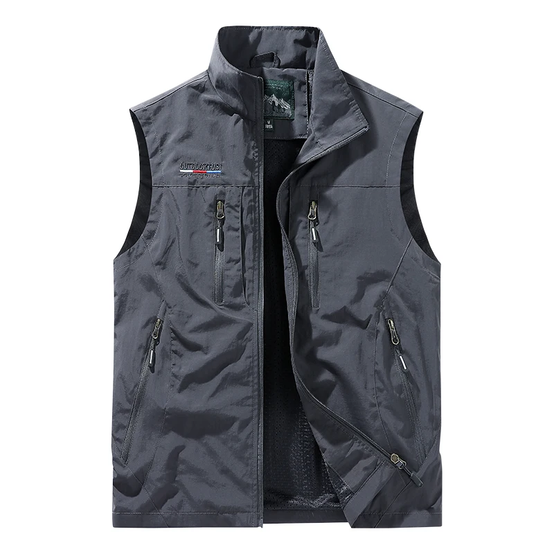Herrenweste, winddichte Sommer-Arbeitsweste für Männer, Motorradweste, Herren-Arbeitsweste mit mehreren Taschen, originaler Luxus-Angelanzug. – Detail 3