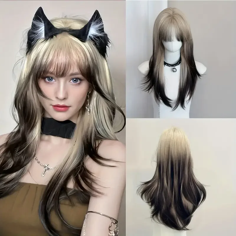 Women's Long Straight Ombre Wig for Daily Use