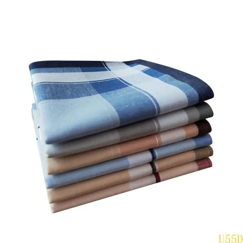 U55D 6Pieces Men's Handkerchiefs From Soft And Absorbent Cotton 40cm Handkerchief