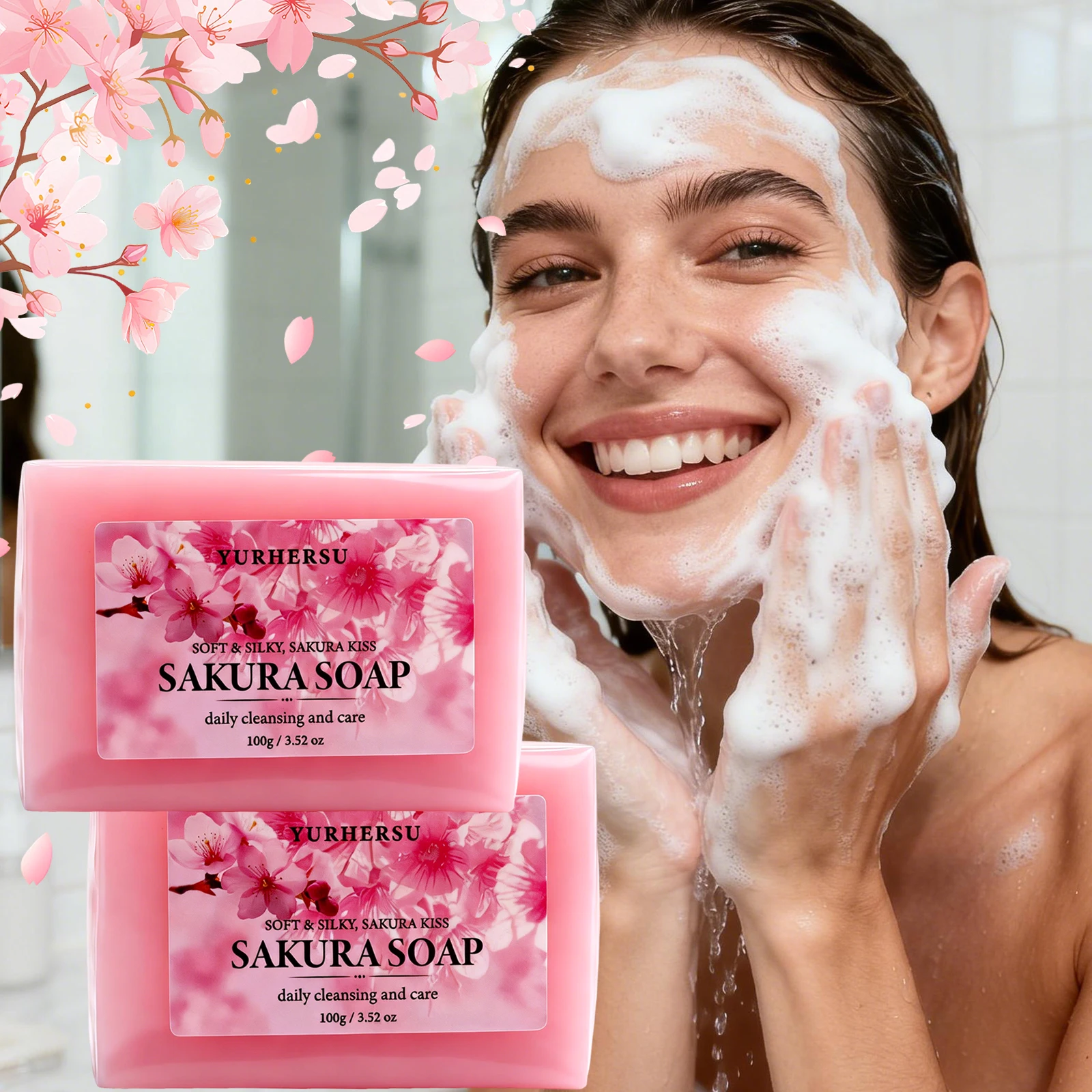 Handmade Sakura Soap With Glycerin Gentle Non-Tightening Long Lasting Scent Face Body Cleansing Soap Gift