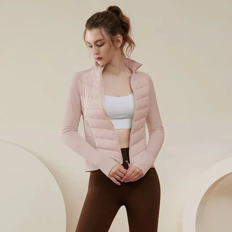 Chaqueta acolchada con fondo deportivo ligero para mujer, abrigos aislantes a prueba de viento, Tops para correr, Yoga y Fitness, Otoño e Invierno