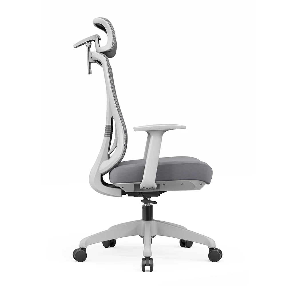 Ergonomisch kantoormeubilair Volledig gaasstof Bureaustoel met hoge rugleuning Verstelbare hoofdsteun Comfortabel luxe gevouwen