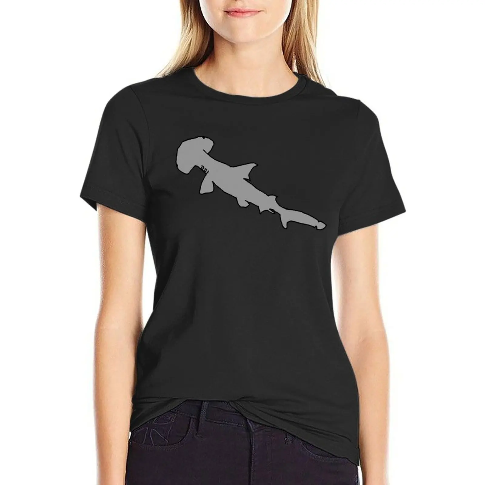 

Scalloped Bonnethead Shark Illustration T-Shirt tees customs design your own cute tops summer blouses woman 2024