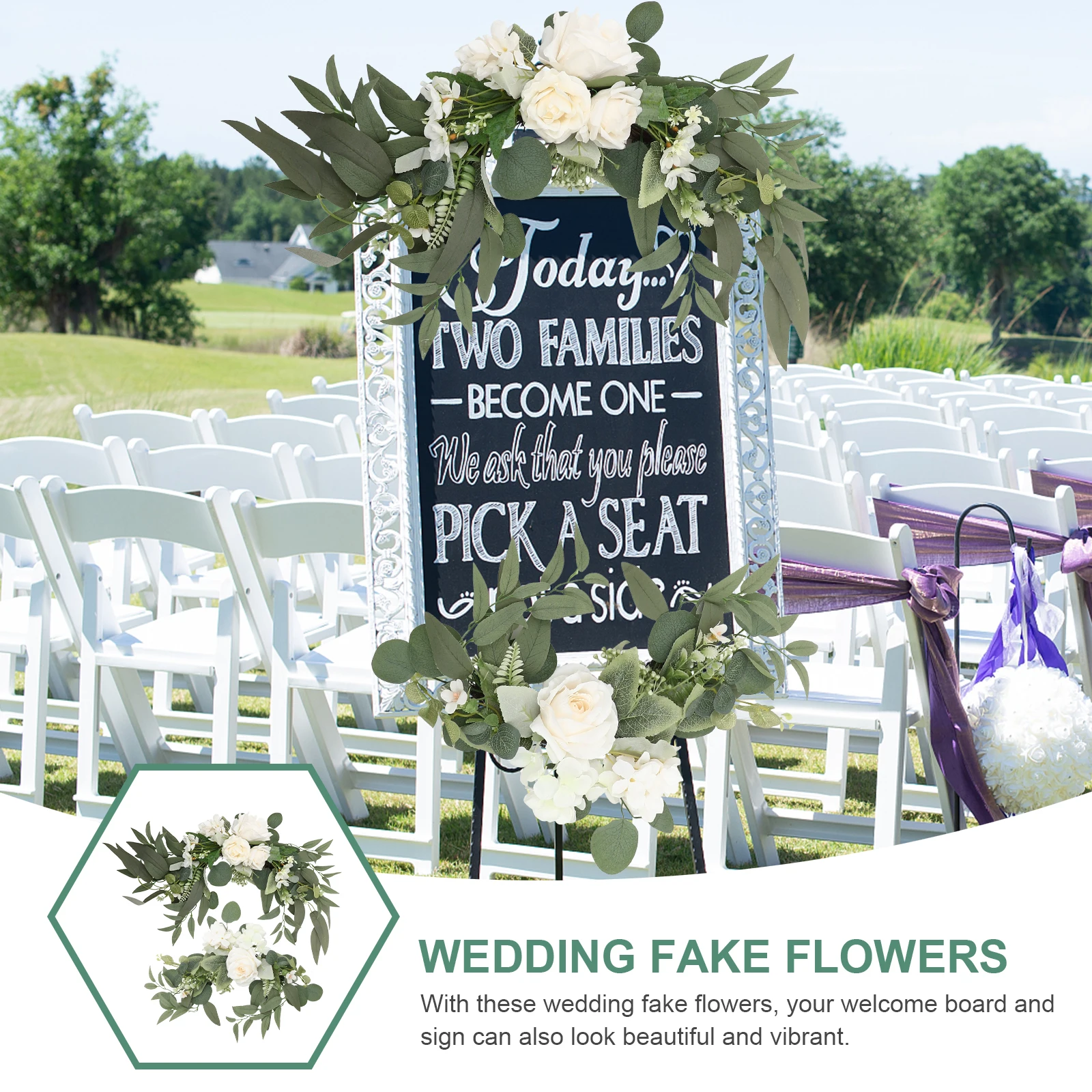 

1Set Wedding Welcome Board Flower Decor Rustic Artificial Floral for Sign and Ceremony Layout Wedding Arch Flower