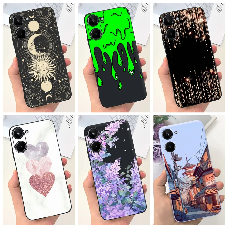 For Realme 10 Case RMX3630 Cover New Fashion Flower Art Painted Funda Soft Silicone Cover For Realme 10 Pro Plus Realme10 Bumper