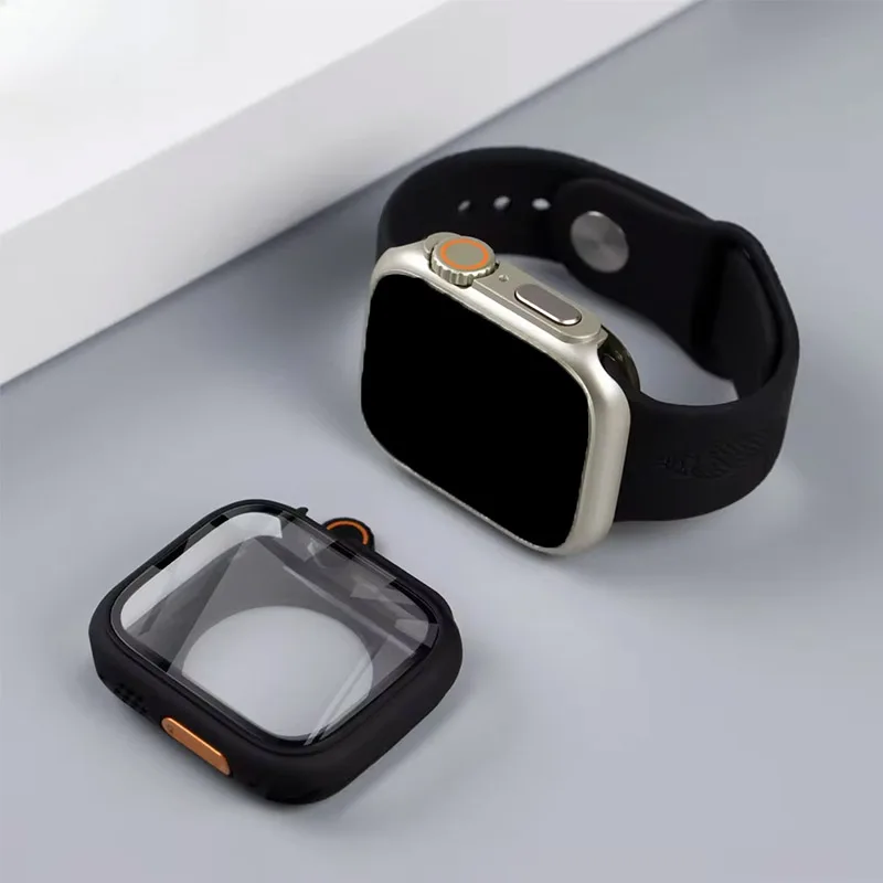 Etui na Apple Watch Cover 44 mm 45 mm 40 41 mm Zmiana wyglądu na Ultra szkło hartowane Osłona ekranu iWatch 9 8 7 6 se