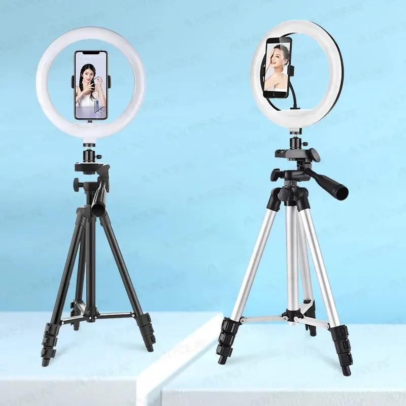 26cm Photo Ringlight LED Selfie Ring Light Phone Lamp Photography Lighting with Tripod Stand Holder, Optional Remote Control