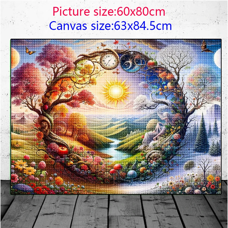 5D Diamond Painting DIY Four Seasons View Landscape Cross Stitch Kits Spring,Summer,Autumn,Winter,Diamond Mosaic Embroidery Sale