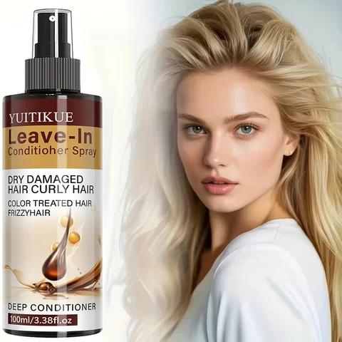 YUITIKUE Leave-In Conditioner Spray 100ml for Dry, Damaged, Curly & Color-Treated Frizzy Hair
