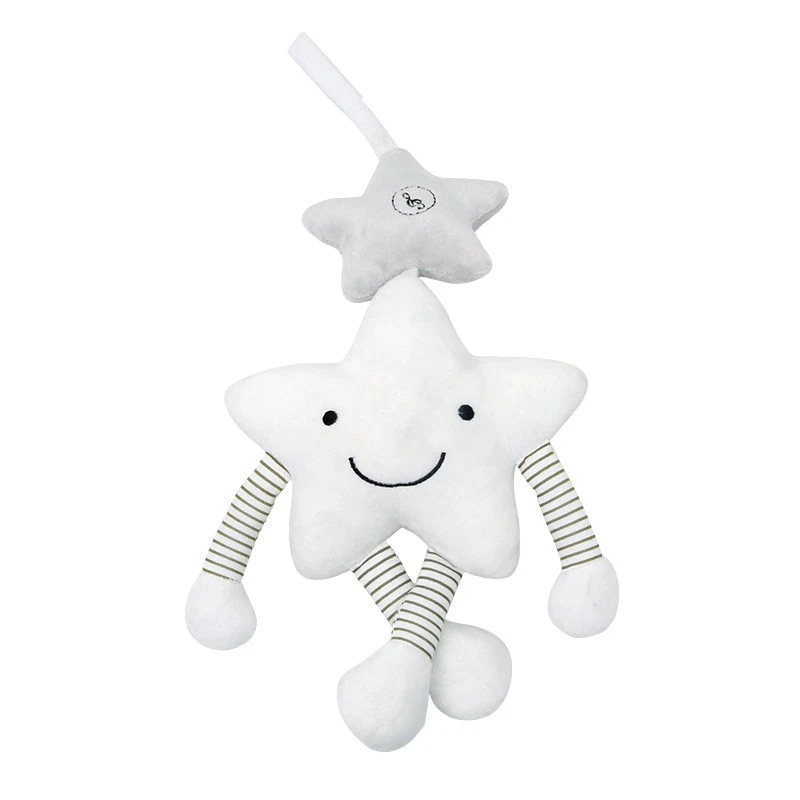 Cartoon white five-pointed star car hanging baby sleeping sound toys baby music wind chime toys