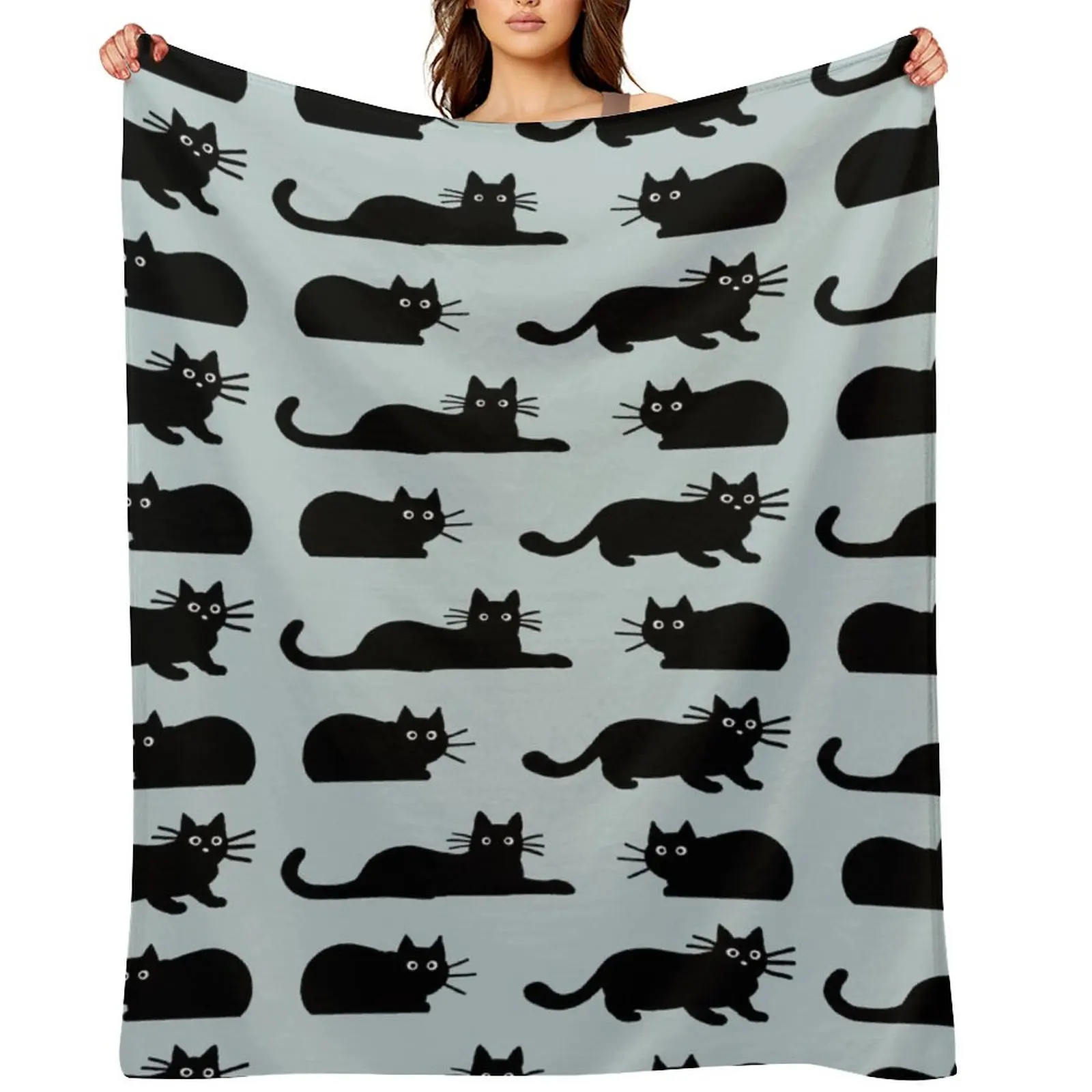 

Black Cat Throw Blanket Soft Plaid Cute Thins funny gift Blankets