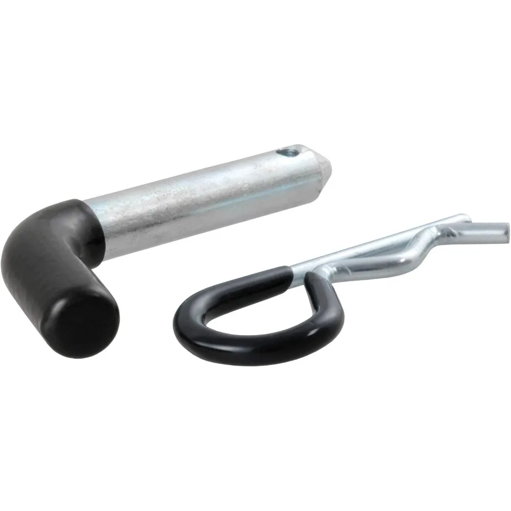 Pin & Klip Hitch Trailer 1/2-Inch dengan Pegangan Berlapis Vinyl, Cocok untuk Receiver 1-1/4-Inch, Finishing Seng Bening