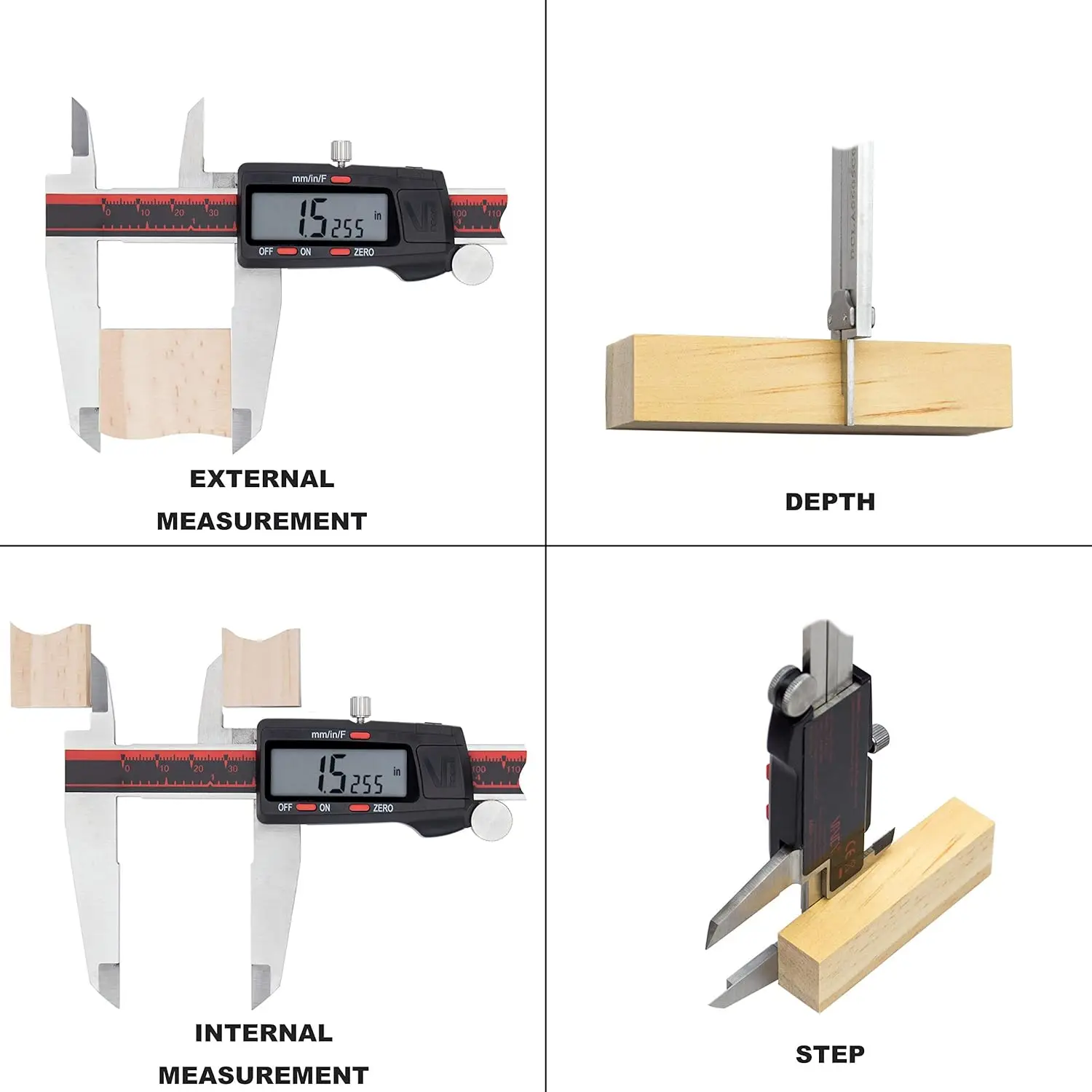 Digital Caliper, DCLA-1205 0-12 Inch/300mm, Inch/Millimeter/Fraction Conversion, Stainless Steel, Large LCD Screen