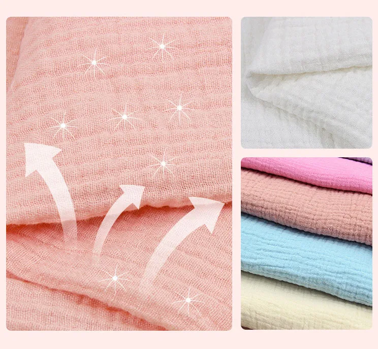 100*135cm Fabric Drape Cotton And Linen Double Gauze Crepe Baby Clothes Fabric Ladies Skirt Sleepwear Fabrics