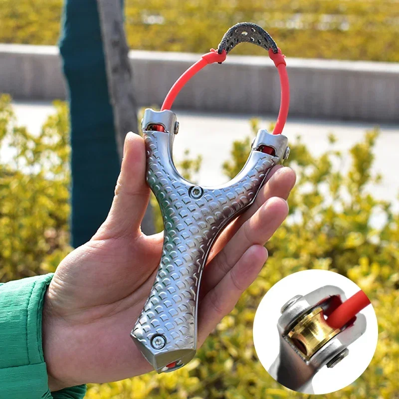 Silver Pulley Shooting Slingshot Detachable Slingshot High Power High Elastic Rubber Band Powerful Hunting Sling Toy