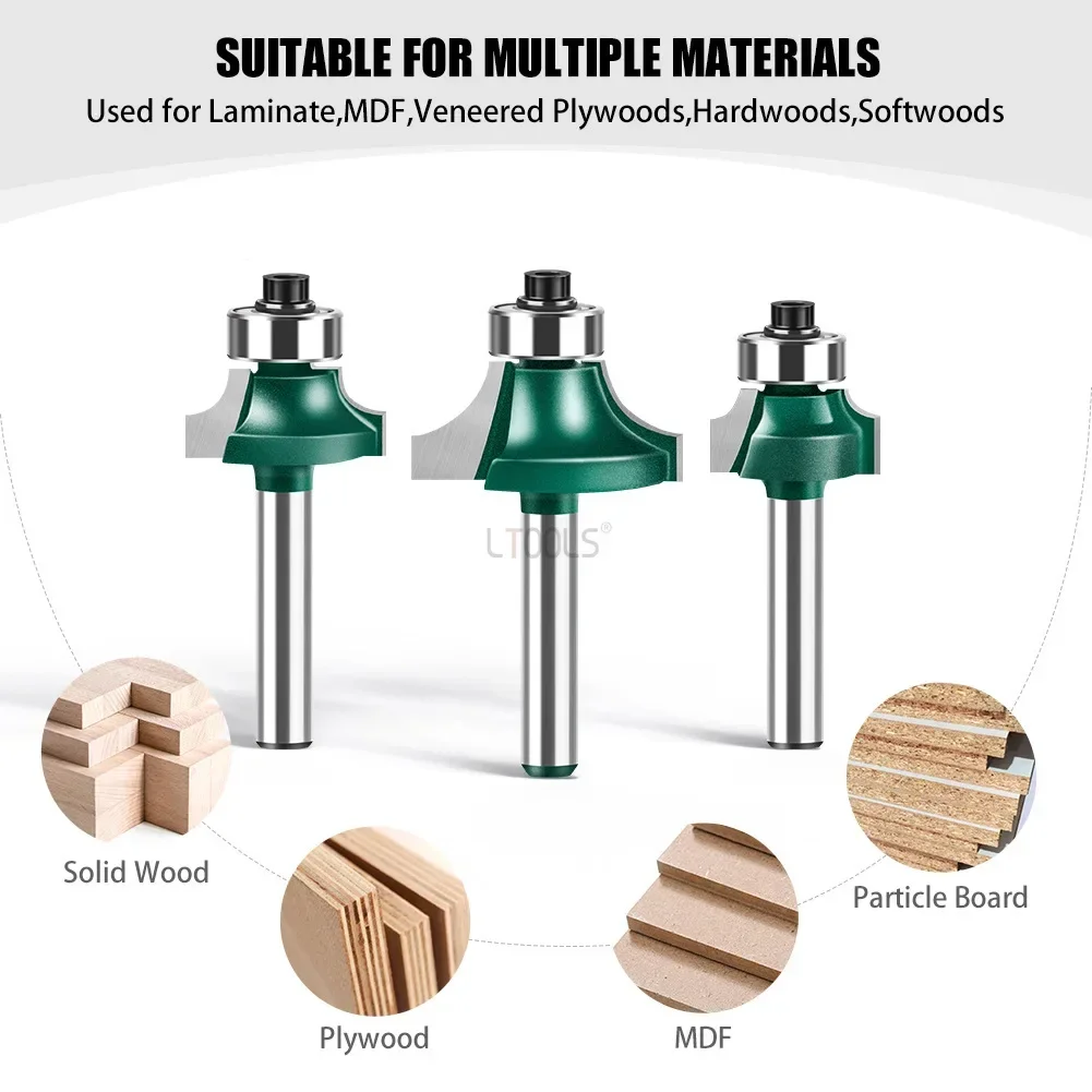 

4pcs 6mm or 1/4" Shank High-Quality Small Corner Round Router Bit for Wood Edging Woodworking Mill Classical Cutter Bit for Wood