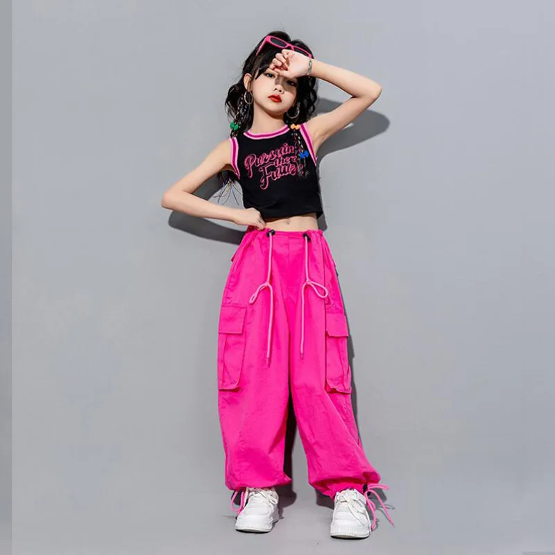 Meisjes Hiphop Kleding Crop Tank Tops Kinderen Cargo Joggers Streetwear Kleding Sets Kids Cool Kpop Dance Jazz Show Kostuums