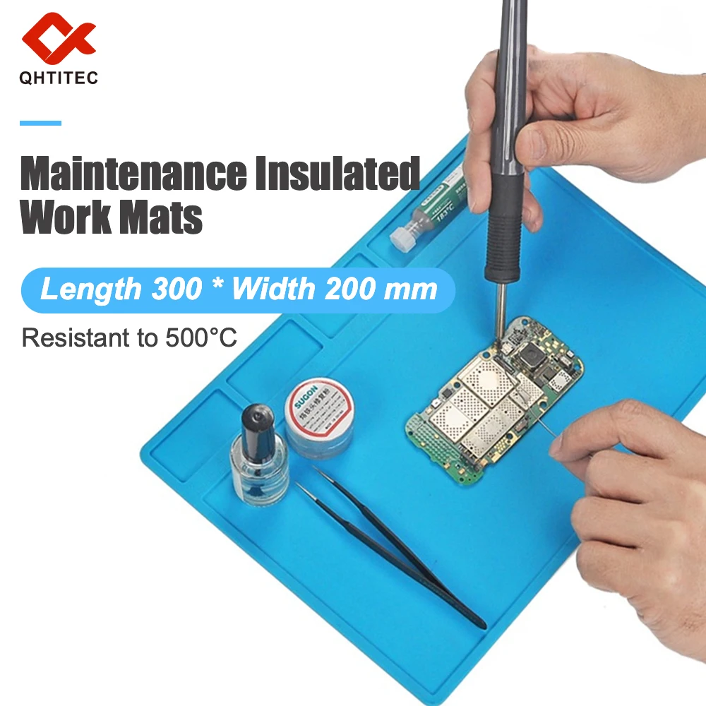 Mobile Phone Computer Repair Silicone Pad High Temperature Insulation Pad 200*280 Anti-static Radio Pad with Magnetic Screw Pad