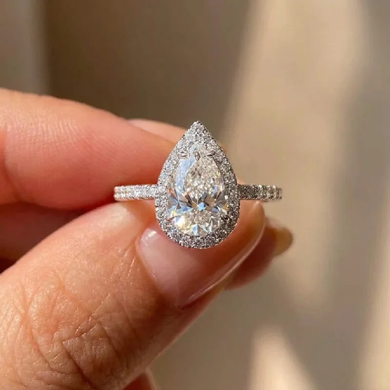 925 Sterling Silber Bestseller Ringe im Wassertropfen-Design FÜR Frauen, Mikro-Pavé-Kristall-Zirkon, eleganter Hochzeits- und Verlobungsschmuck