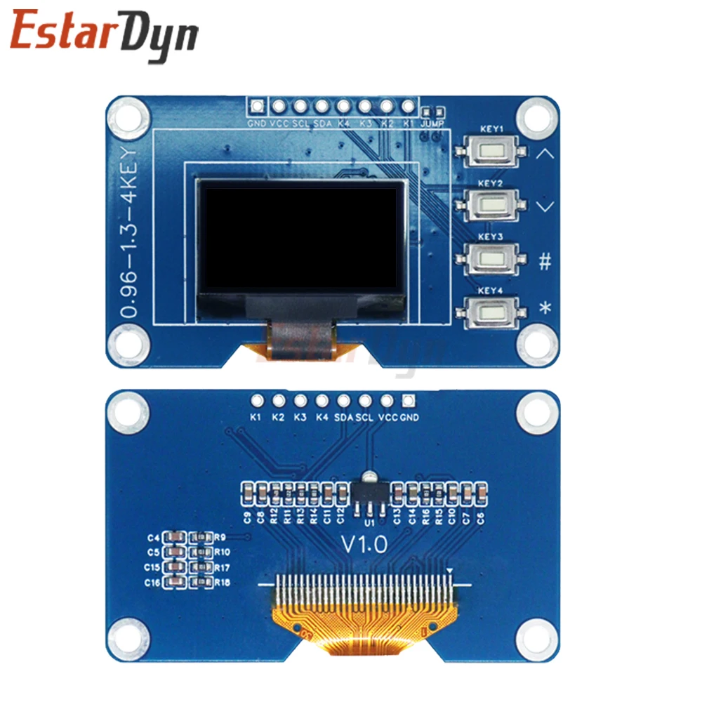 0.96 Inch SSD1315 OLED Display Module 128x64 With 4x4 Keyboard For Arduino Raspberry Pi DIY Project I2C SPI