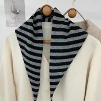 New Women Wool Scarf Shawl Winter Warm Soft Knitted Striped Triangle Fashion Brand Bandana Lady Wool Scarves 5
