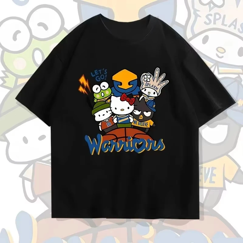 

Miniso Children's Hello Kitty Cartoon Cotton T-shirt, Teenage Trendy Short-sleeved T-shirt, Children's Summer Casual T-shirt