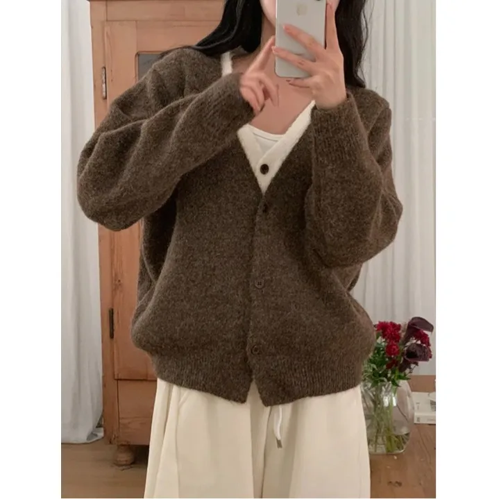 المرأة فضفاضة محبوك سترة الخريف الشتاء شيك اللون بلو كسول Sle تنوعا ألياف البوليستر مقنعين عادية Faion #2