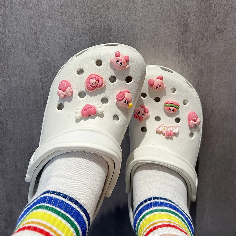 MINISO Cute Cartoon Sanrio Family Shoes Charm Set Kuromi Cinnamoroll Melody Kirby Decorations for Clogs and Sandals Party Gifts image 6