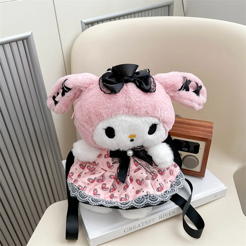 Kawaii Sanrio Plush Backpack Kuromi My Melody Shoulder Bag Large Capacity Kawaii Lolita Plush Stuffed Animal Doll Kids Toy Gifts