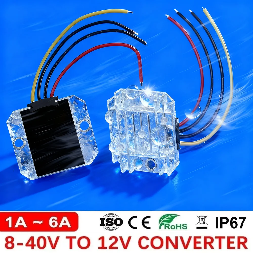 8-40V to 12V 6A 3A 1A Regulator Step Down / Up Voltage Stabilizer DC-DC Converter Boost Buck Module for Car Solar