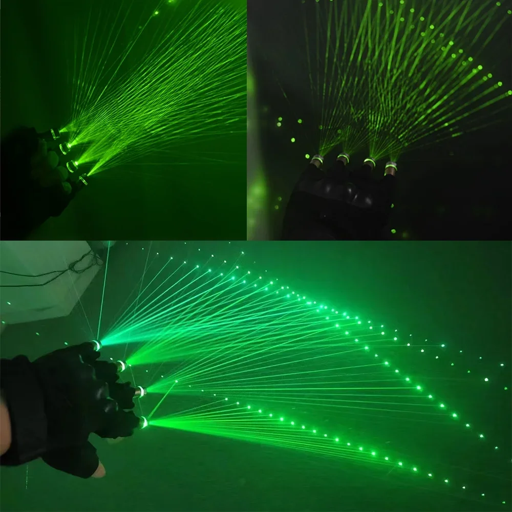 Multi Lines Beam Green Laser Gloves Laser Show 1 Pair Gloves with Battery Charger for Night Club Dance Event Show