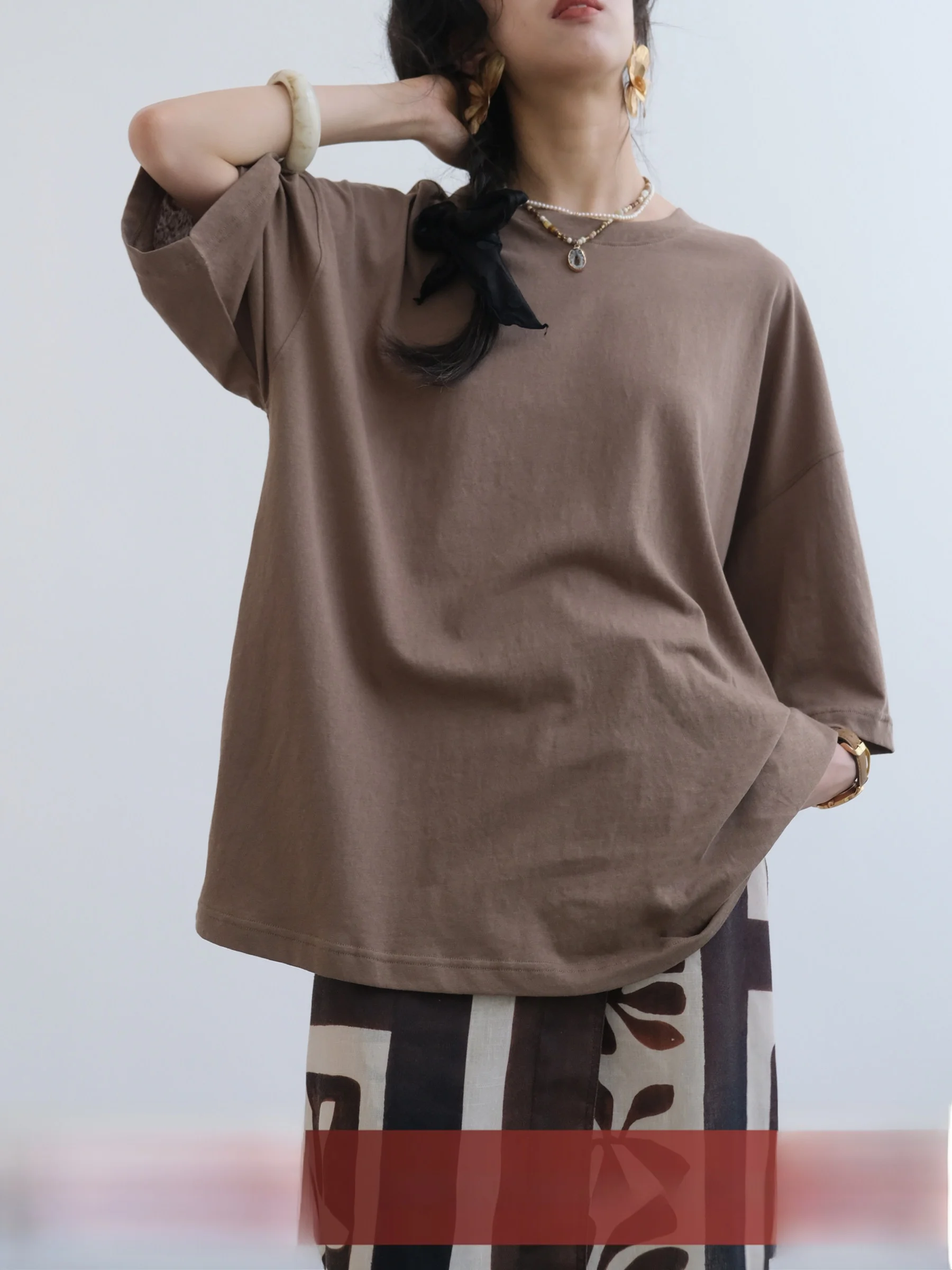 

Women's Short Sleeve T-Shirt Cotton Polyester Blend Draping Feel Dry Cool Enzyme Wash Commute Style Color Loose Fit