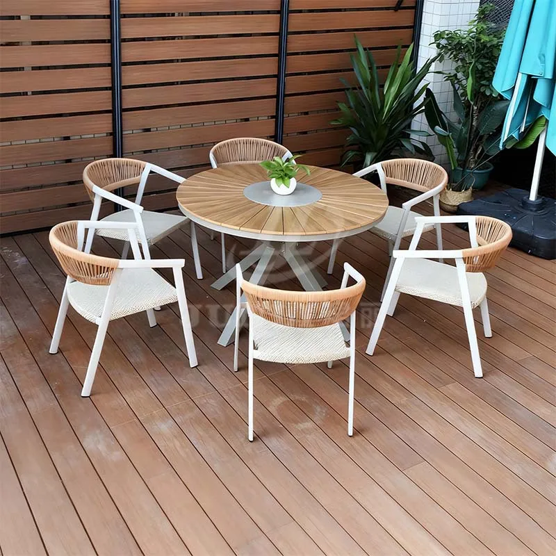 

HYS outdoor wood tables and chairs patio balcony leisure outdoor furniture garden villa outdoor rattan table and chair
