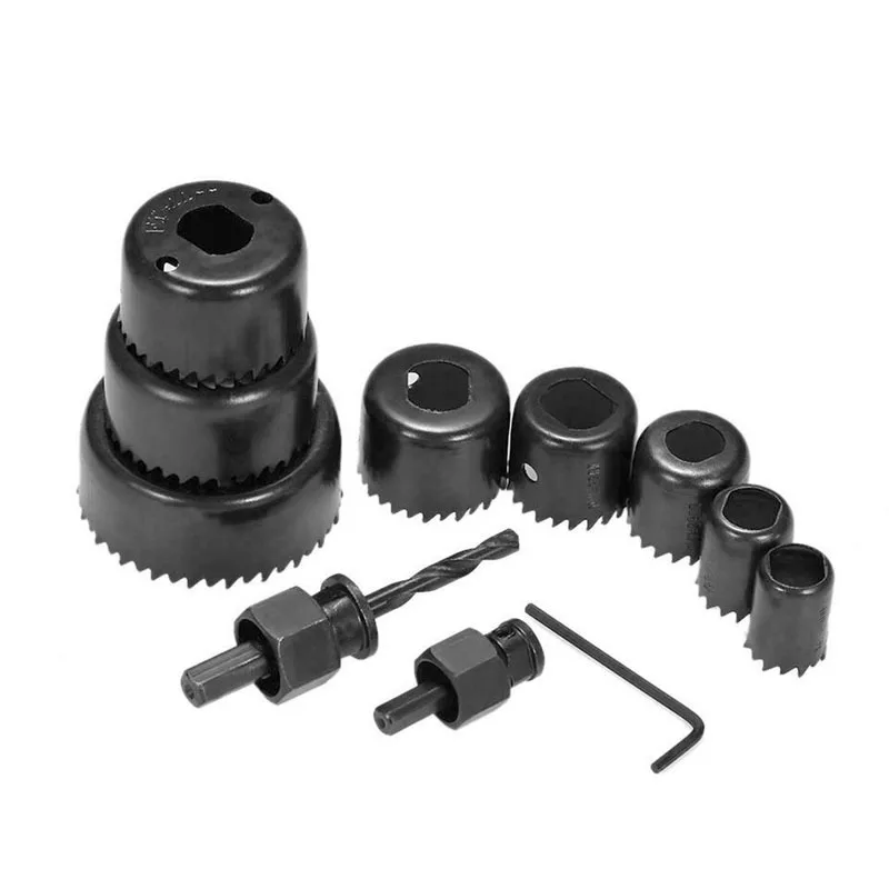 Zexef 11 peças kit de serra de buraco durável aço carbono círculo de metal cortador de furo para madeira pvc e plástico 19mm-64mm