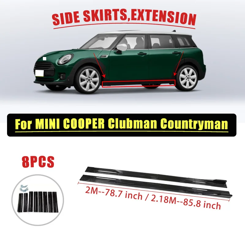 

Universal 2M / 2.18M Car Side Skirt 8 Pcs Winglet Splitters Lip Side Spoiler For MINI COOPER Clubman Countryman