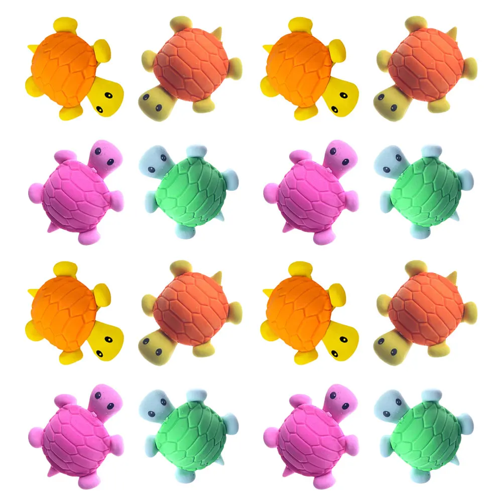 16-delige kleine gummen voor kinderen bulk cartoon speelgoed model schilderbenodigdheden dier potlood schattige dieren schildpad kind