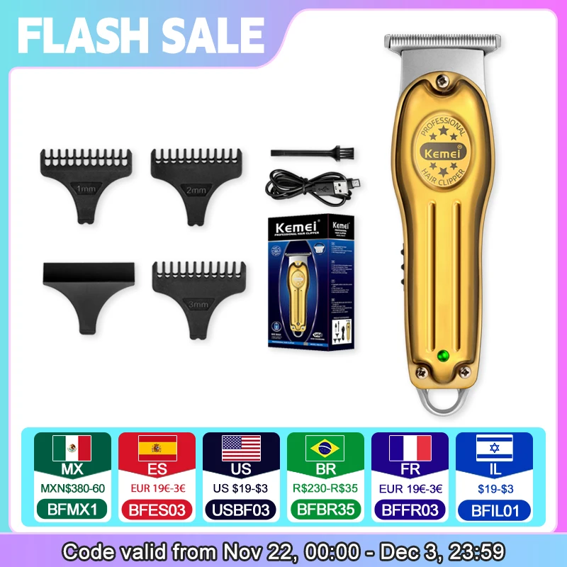 KEMEI Beard Trimmer for Men, Electric Razor, Hair Clippers for Mustache Hair Cutting, Ideal Shaver Gifts, USB Fast Charging